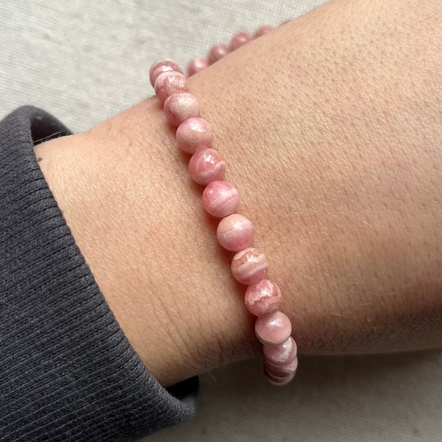Argentinian Rhodochrosite 6mm Beaded Bracelet - Nurturing