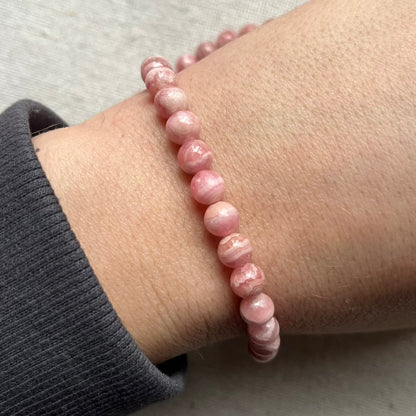 Argentinian Rhodochrosite 6mm Beaded Bracelet - Nurturing