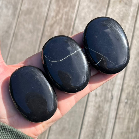 Obsidian Palm Stone Crystal - Protection, Grounding, Power