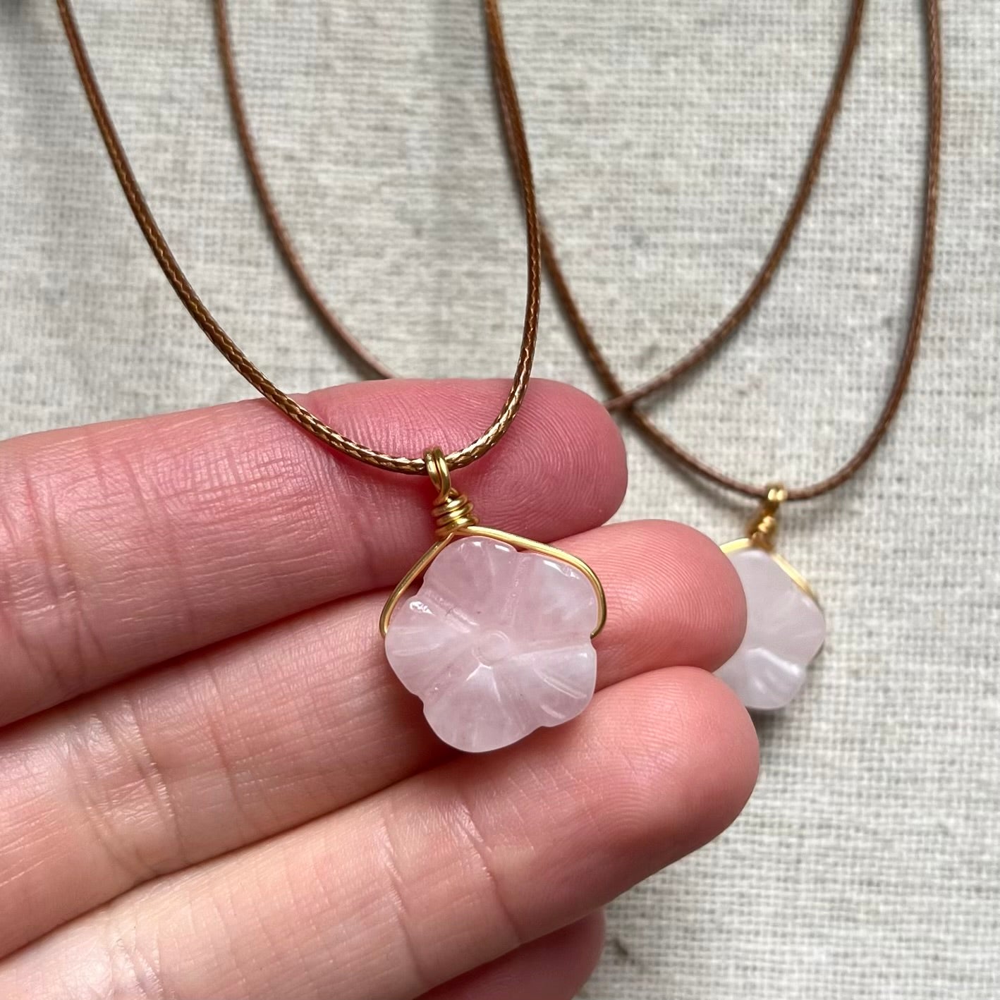 Cherry Blossom Love Pendant - Rose Quartz