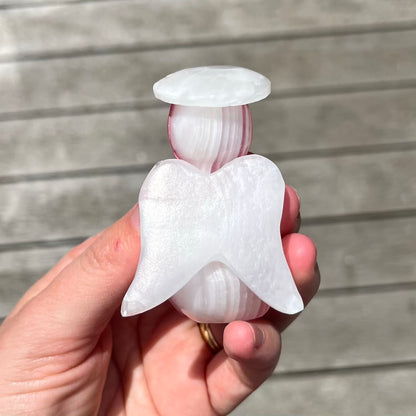 Pink Onyx Small Angel Crystal - Nurturing, Comforting