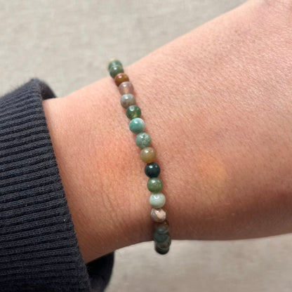 Indian Agate 4mm Beaded Bracelet - Stabalising