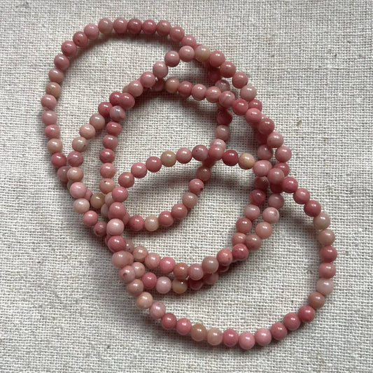 Rhodochrosite 4mm Beaded Bracelet - Compassion