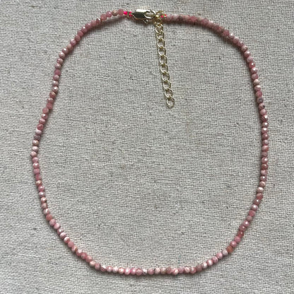 Rhodochrosite 3mm Facet Beaded Necklace - Compassion