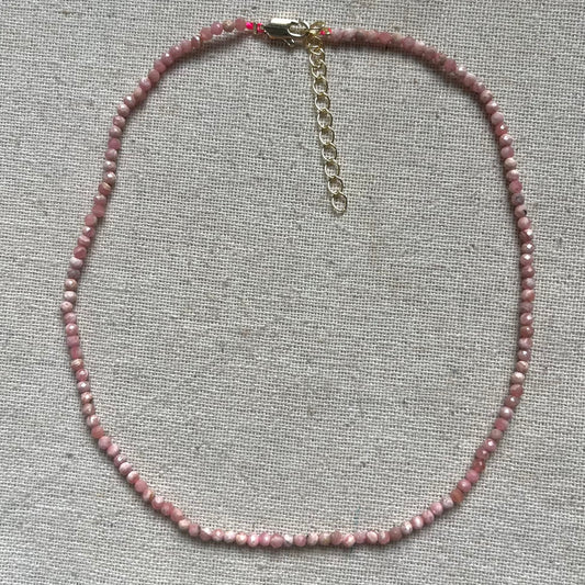 Rhodochrosite 3mm Facet Beaded Necklace - Compassion