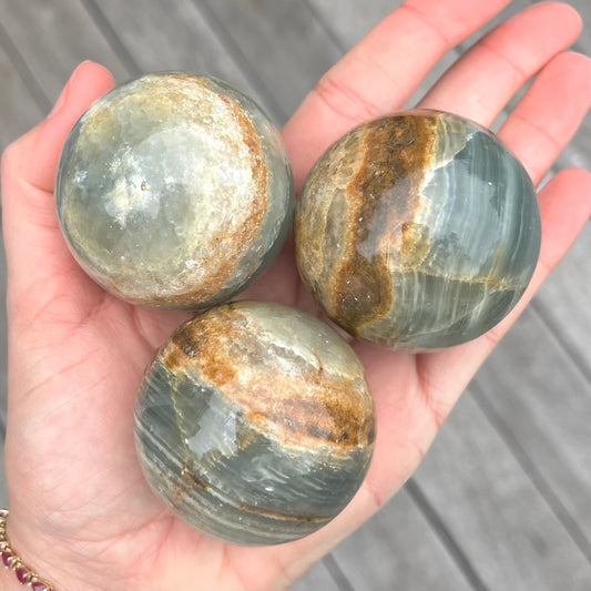 Blue Onyx Small Sphere Crystal - Calm, Peace, Grounding