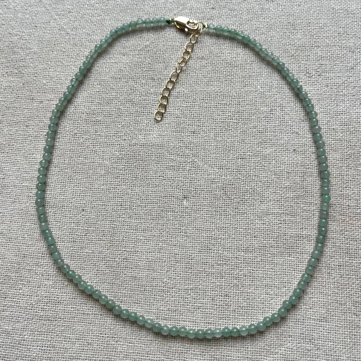 Green Aventurine 3mm Beaded Necklace - Prosperity