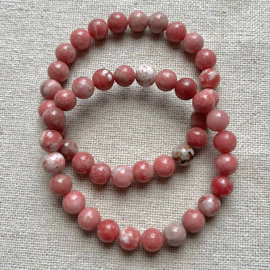 Rhodonite 8mm Beaded Bracelet - Heart Healing