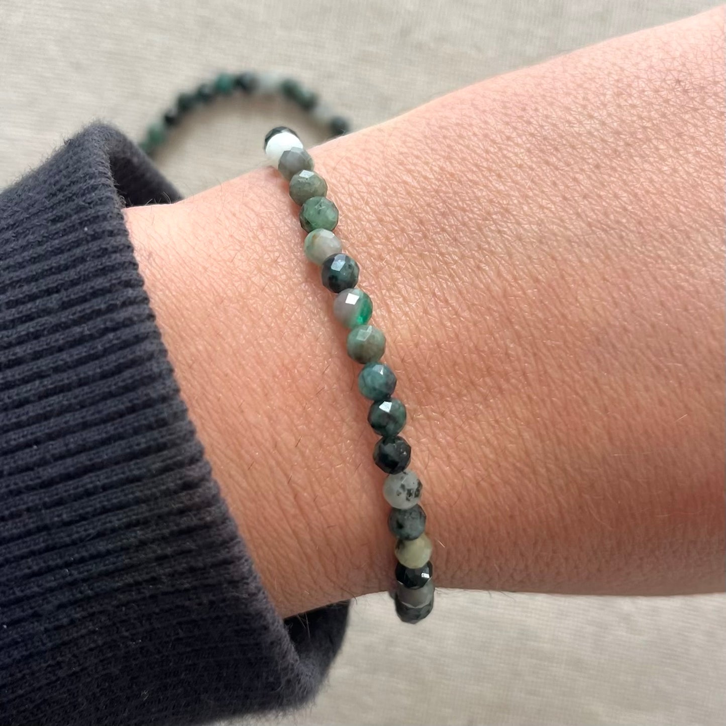 Emerald 4mm Facet Beaded Bracelet - Renewal