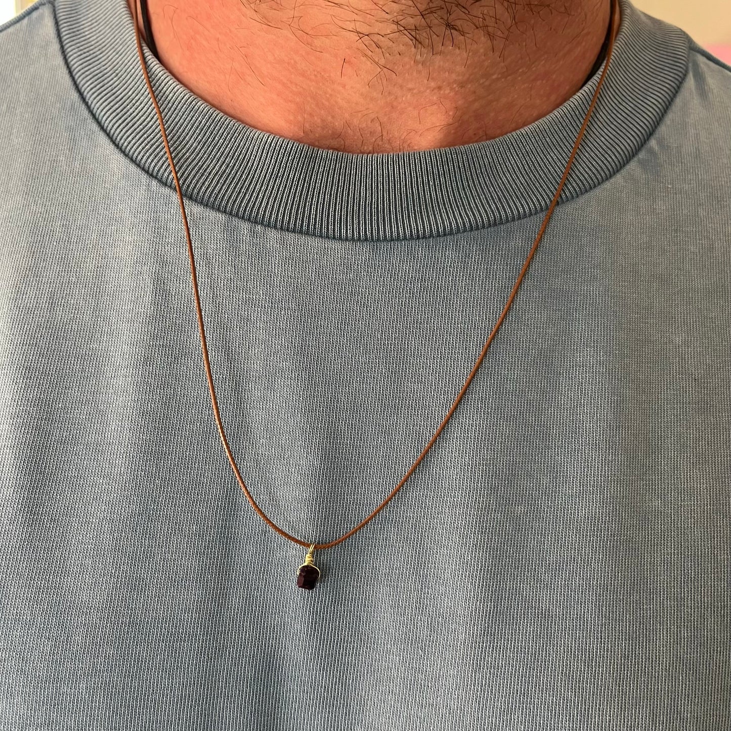 Mini Geo Pendant - Purple Tiger Eye