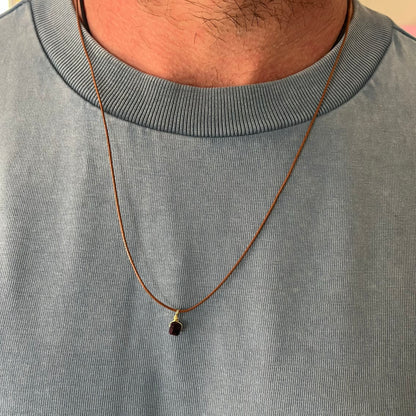 Mini Geo Pendant - Purple Tiger Eye