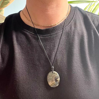 Labradorite Oval Large Pendant - ONE OF A KIND