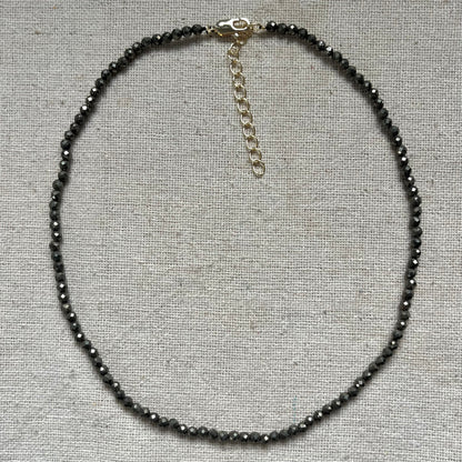 Pyrite 3mm Facet Beaded Necklace - Wealth
