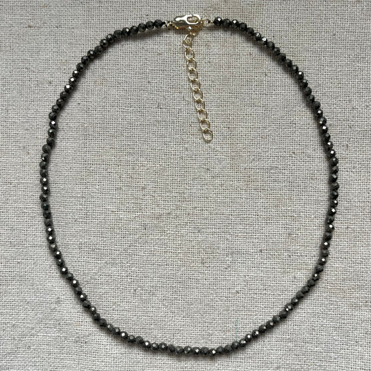 Pyrite 3mm Facet Beaded Necklace - Wealth
