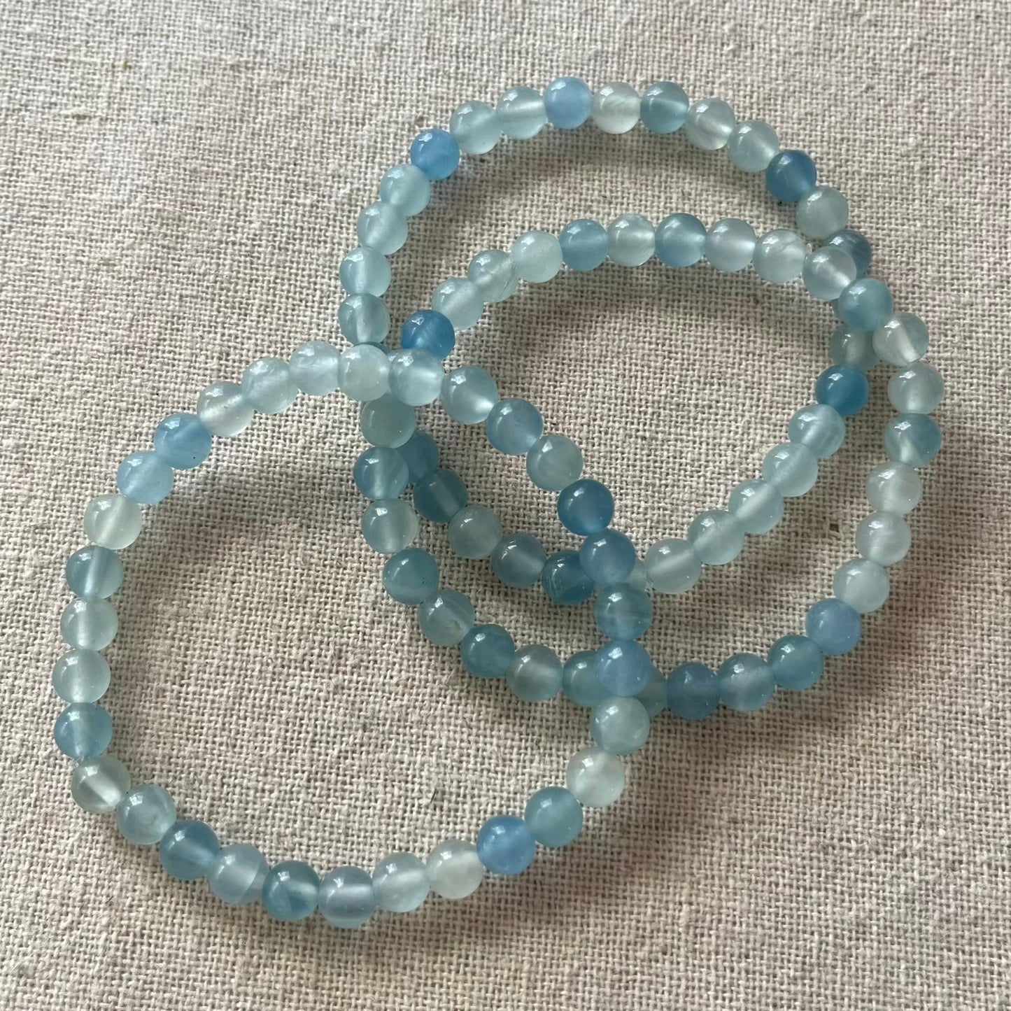 Blue Calcite 6mm Beaded Bracelet - Tranquility
