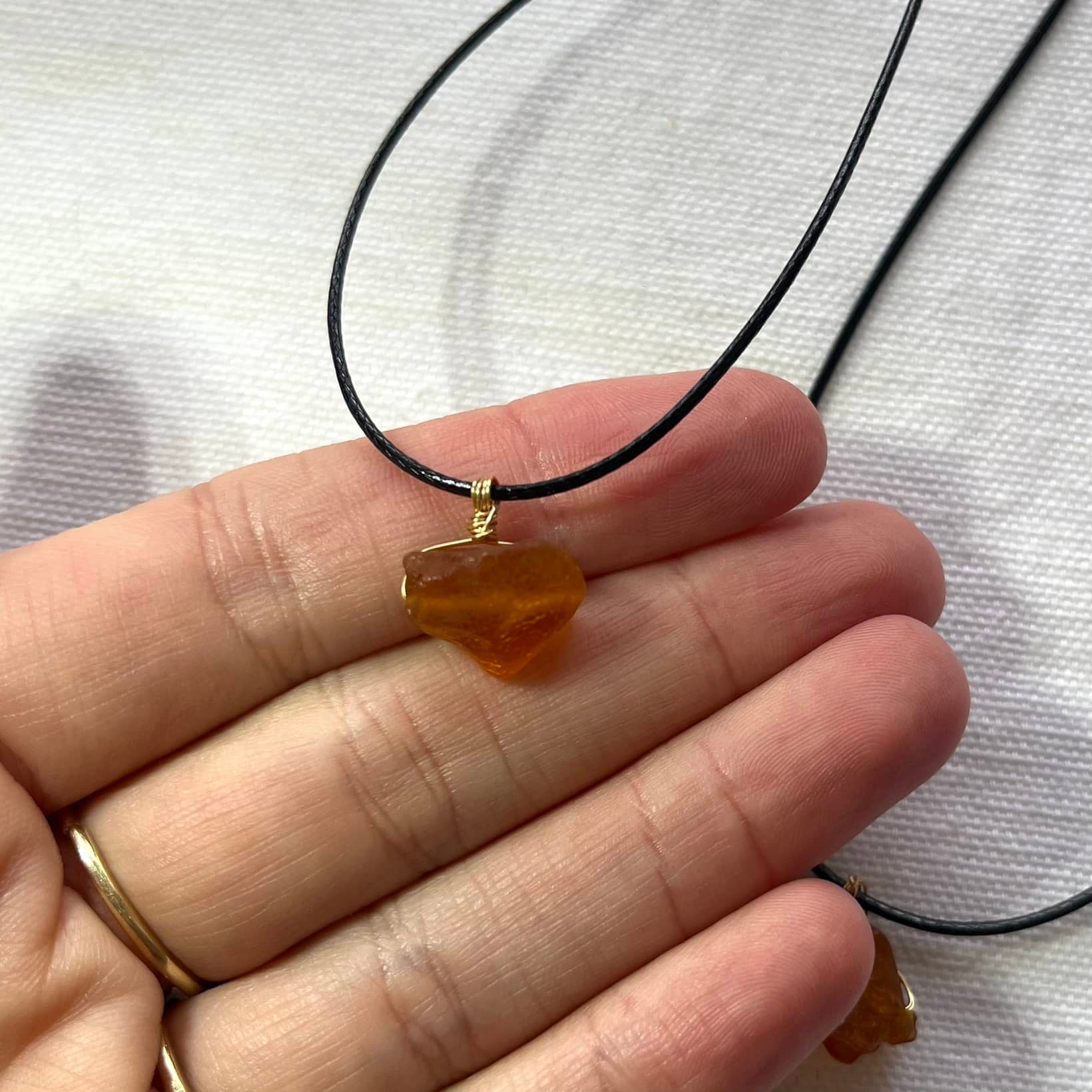 Amber Wire Pendant - Lithos Crystals