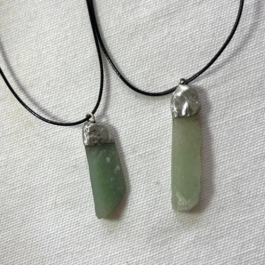 Green Aventurine Silver Pendant - Lithos Crystals