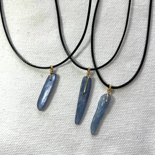 Kyanite Wire Pendant - Lithos Crystals
