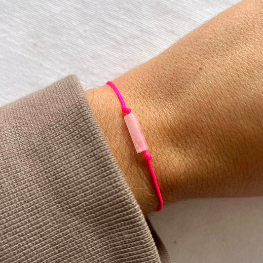Rose Quartz Pink Cord Bracelet - Lithos Crystals