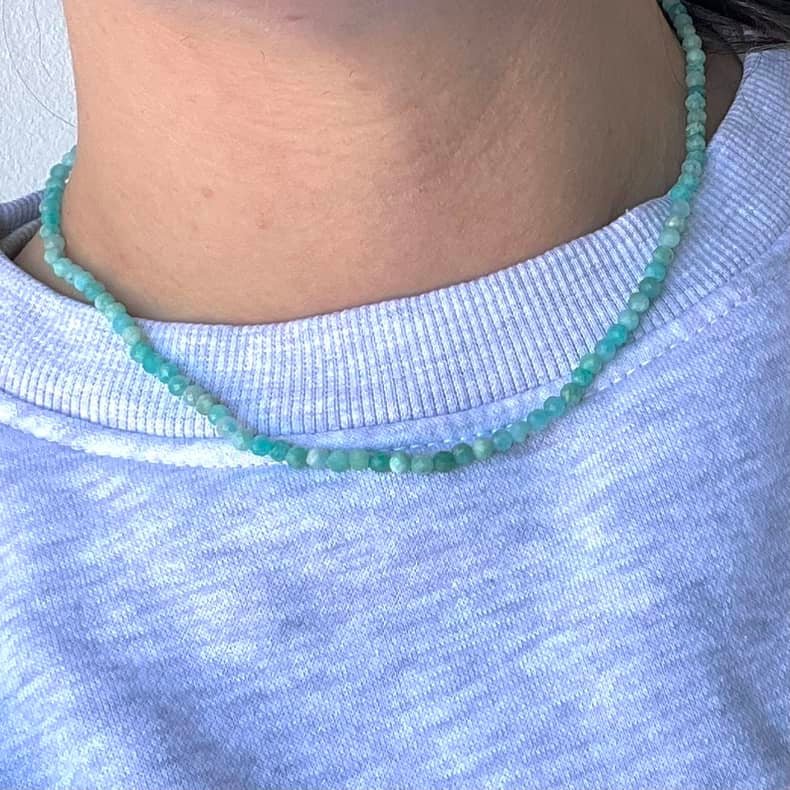 Amazonite Faceted Beaded Necklace - Lithos Crystals