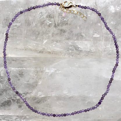 Amethyst Facet Beaded Necklace - Lithos Crystals