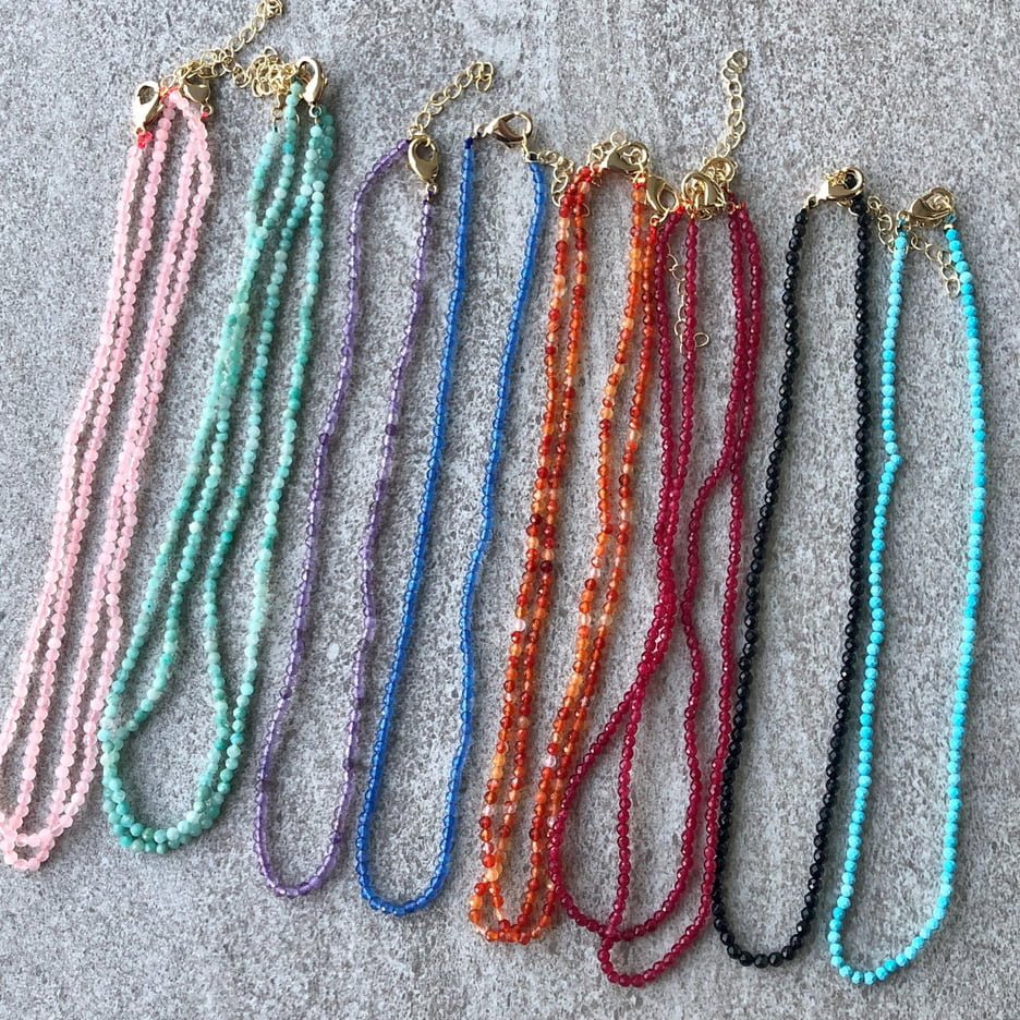 Obsidian beaded necklace deals
