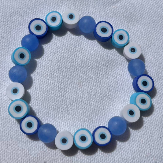 Blue Jade Evil Eye Bracelet - Lithos Crystals