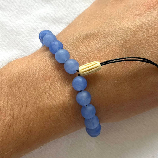 Blue Jade Komboloi Worry Bead Bracelet - Lithos Crystals