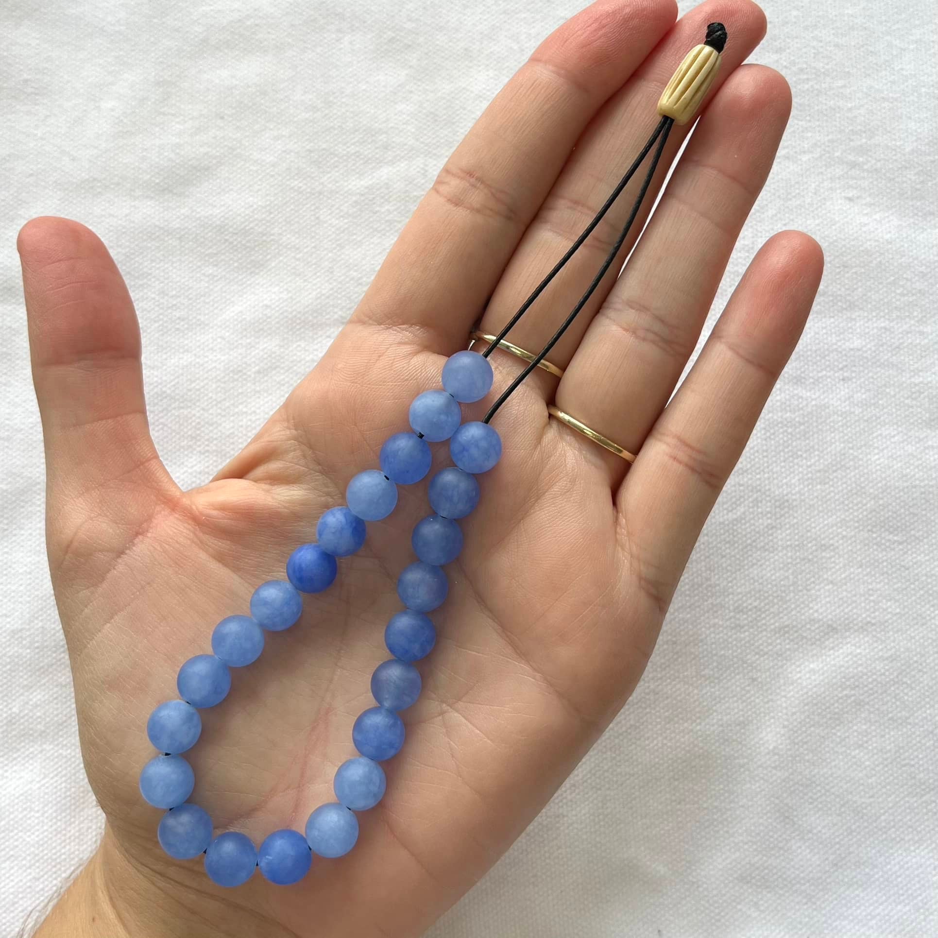 Blue Jade Komboloi Worry Bead Bracelet - Lithos Crystals