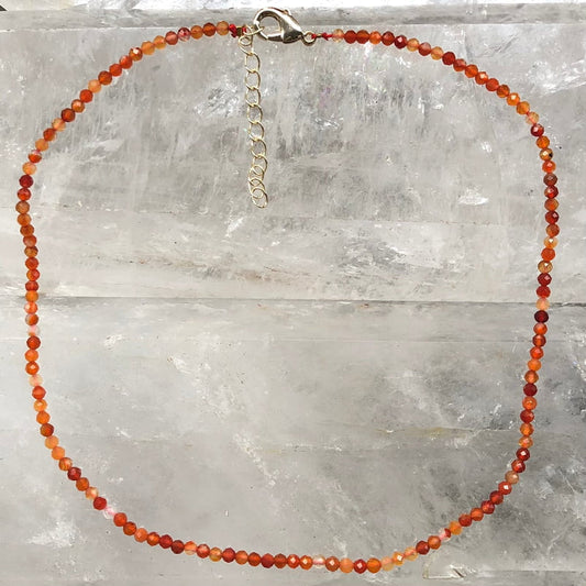 Carnelian Facet Beaded Necklace - Lithos Crystals