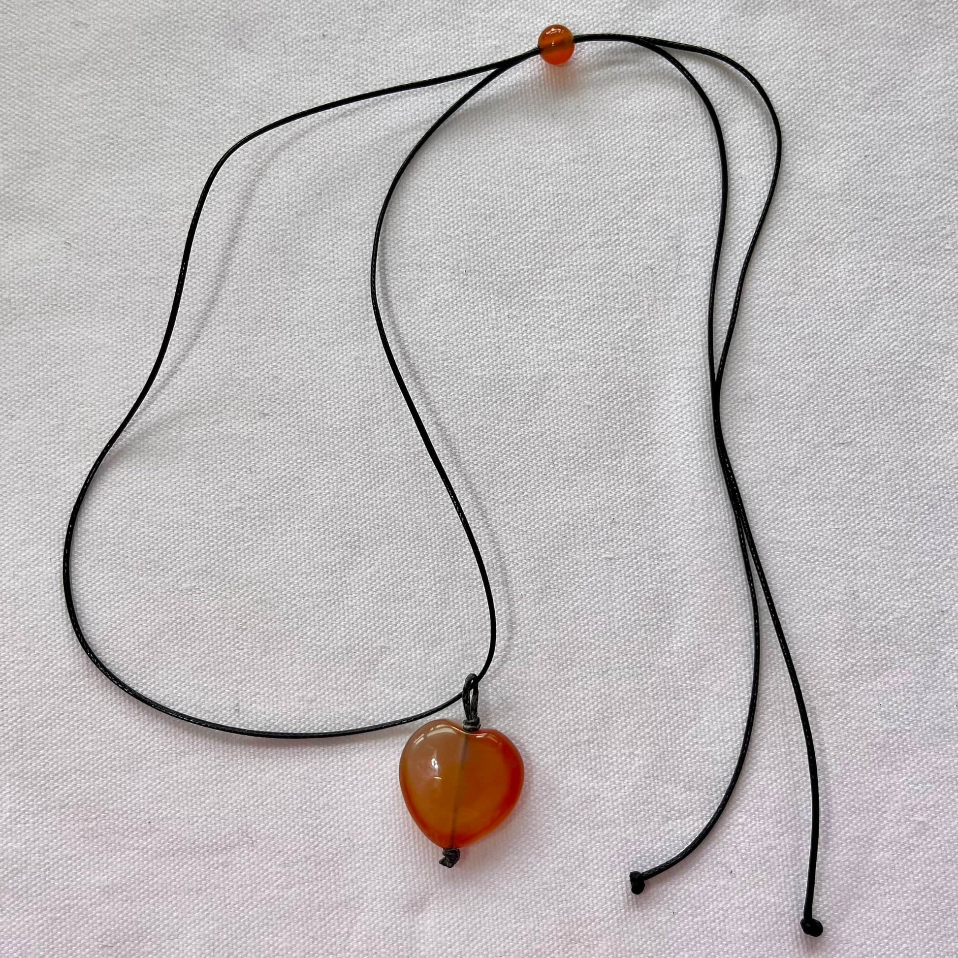 Carnelian Heart Amulet Necklace - Lithos Crystals