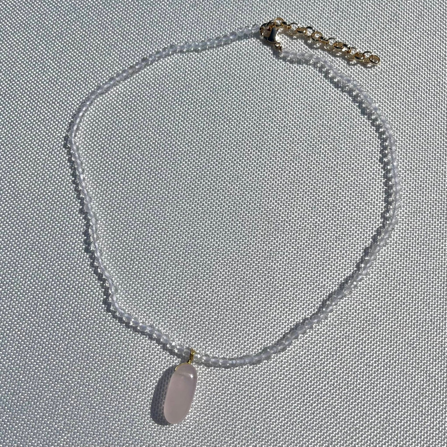 Clear Quartz Love Beaded Necklace - Lithos Crystals