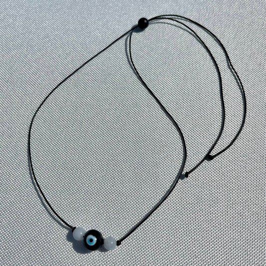 Evil Eye Aquamarine Necklace - Lithos Crystals