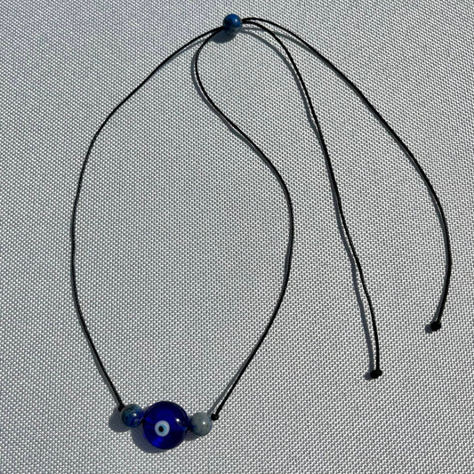 Evil Eye Lapis Lazuli Necklace - Lithos Crystals