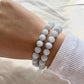 Aquamarine bracelets in 8mm bead size on hand  - Lithos Crystals