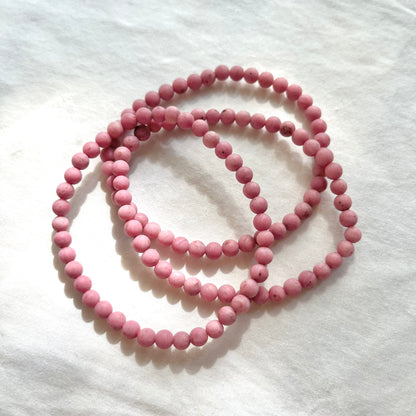 Rhodochrosite 4mm Beaded Bracelet - Compassion