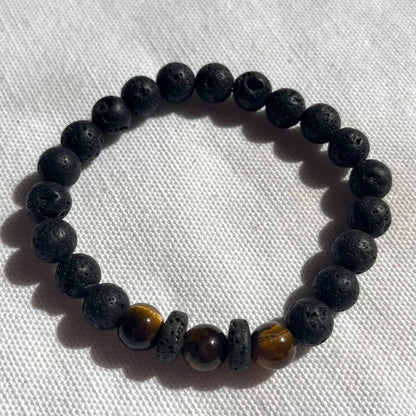 Lava Stone Tiger Eye Bracelet - Lithos Crystals