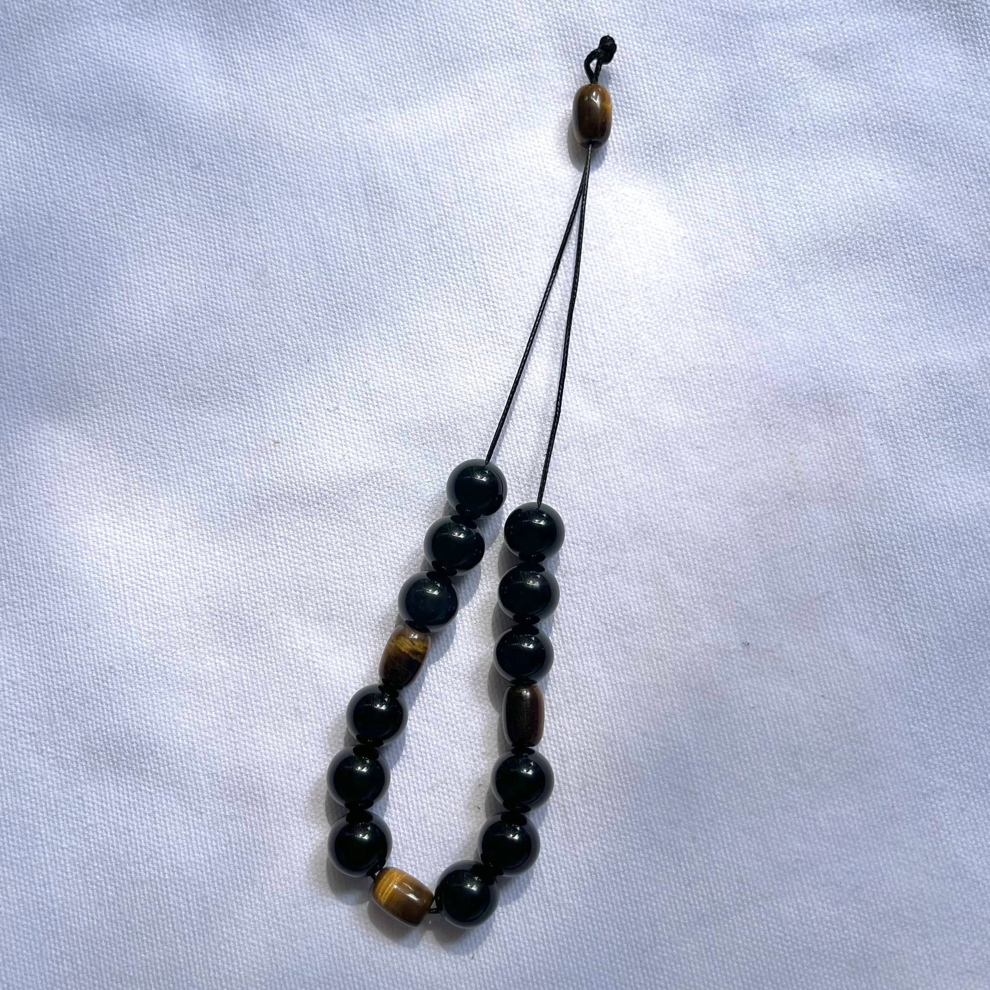 Obsidian Komboloi Worry Bead Bracelet - Lithos Crystals
