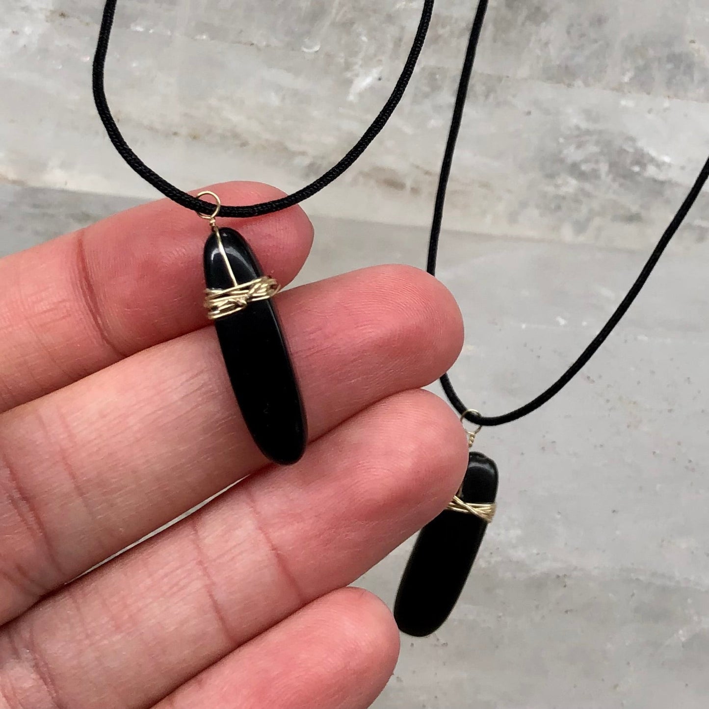 Obsidian Wire Wrap Pendant - Lithos Crystals