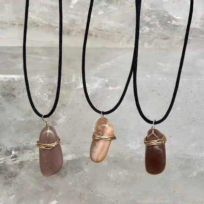 Sunstone Wire Wrap Pendant - Lithos Crystals