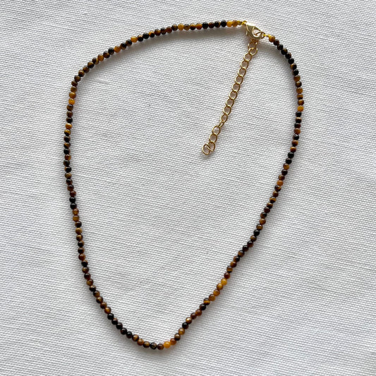 Tiger Eye Beaded Necklace - Lithos Crystals