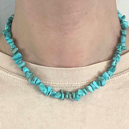 Turquoise Chip Beaded Necklace - Lithos Crystals
