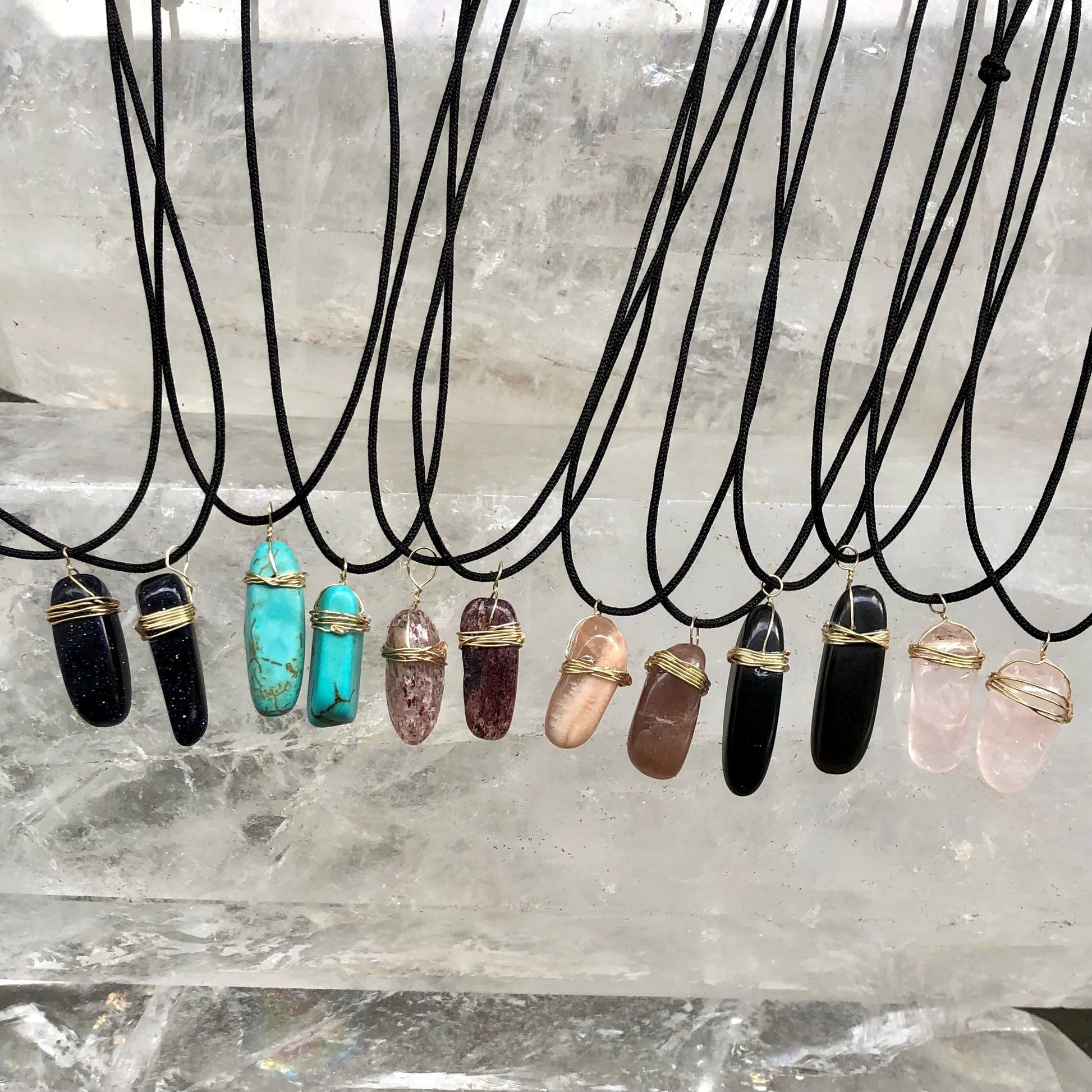 Turquoise Wire Wrap Pendant - Lithos Crystals